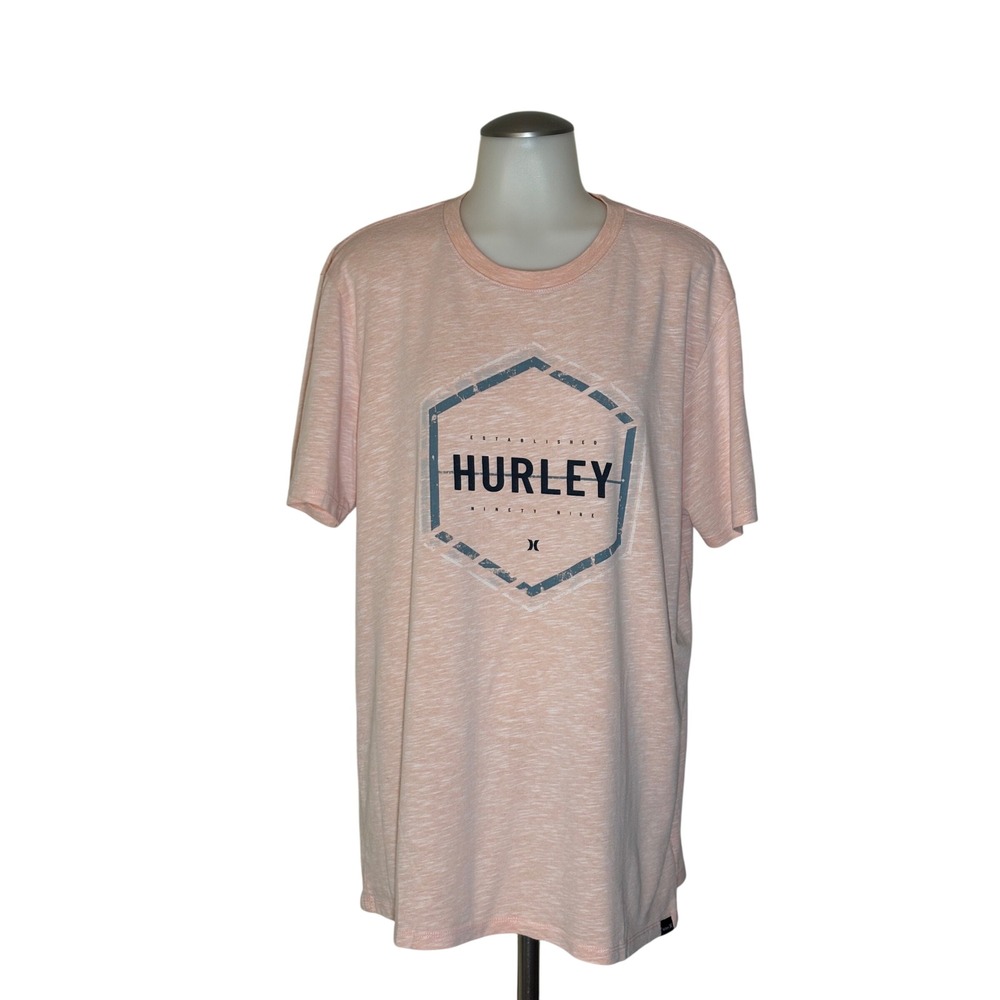 Hurley H2O-Dri T-Shirt Unisex XL Peach Heathered Graphic Logo Excellent Thin